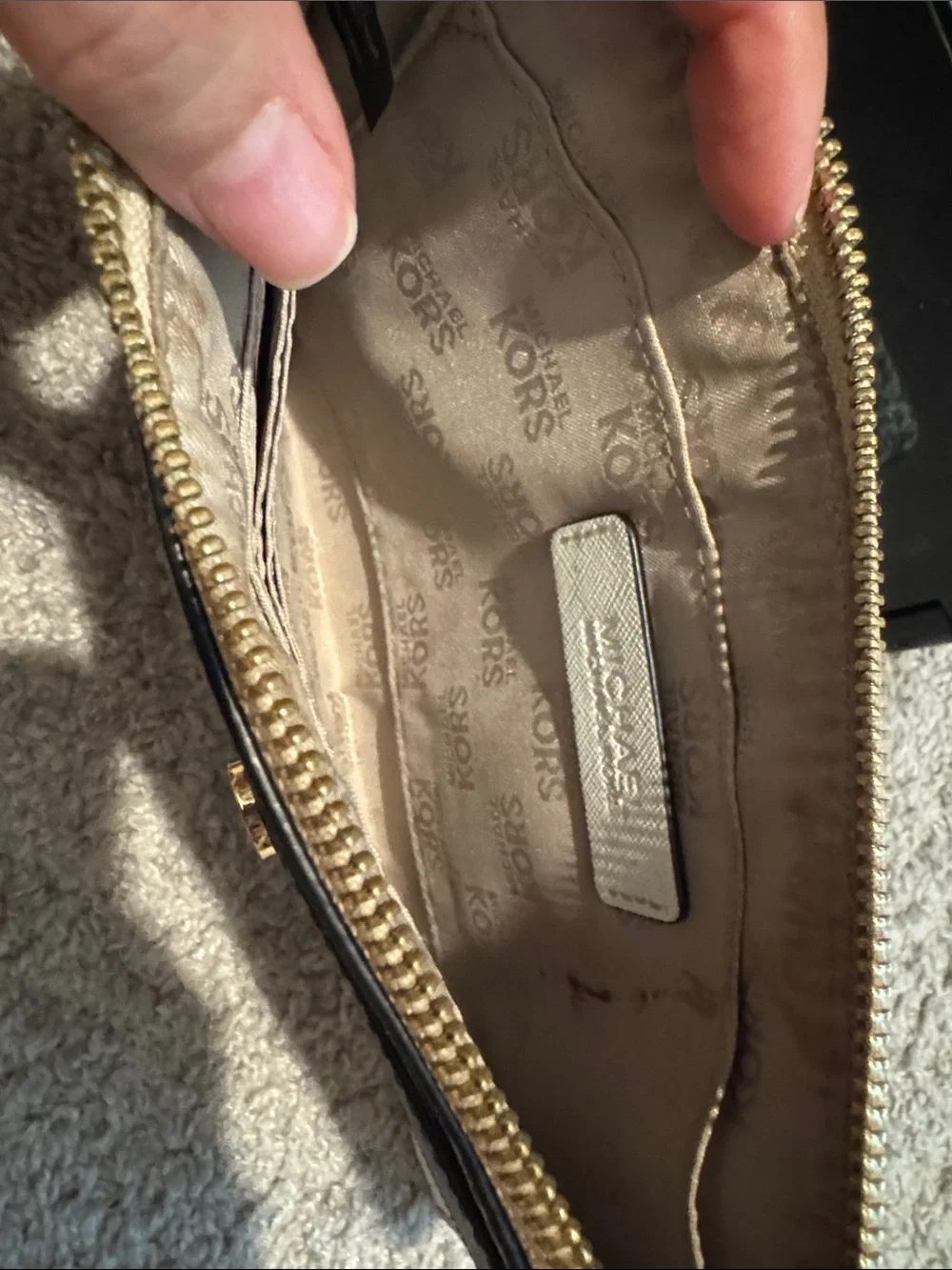 Michael Kors Black and White Saffiano Leather Wristlet